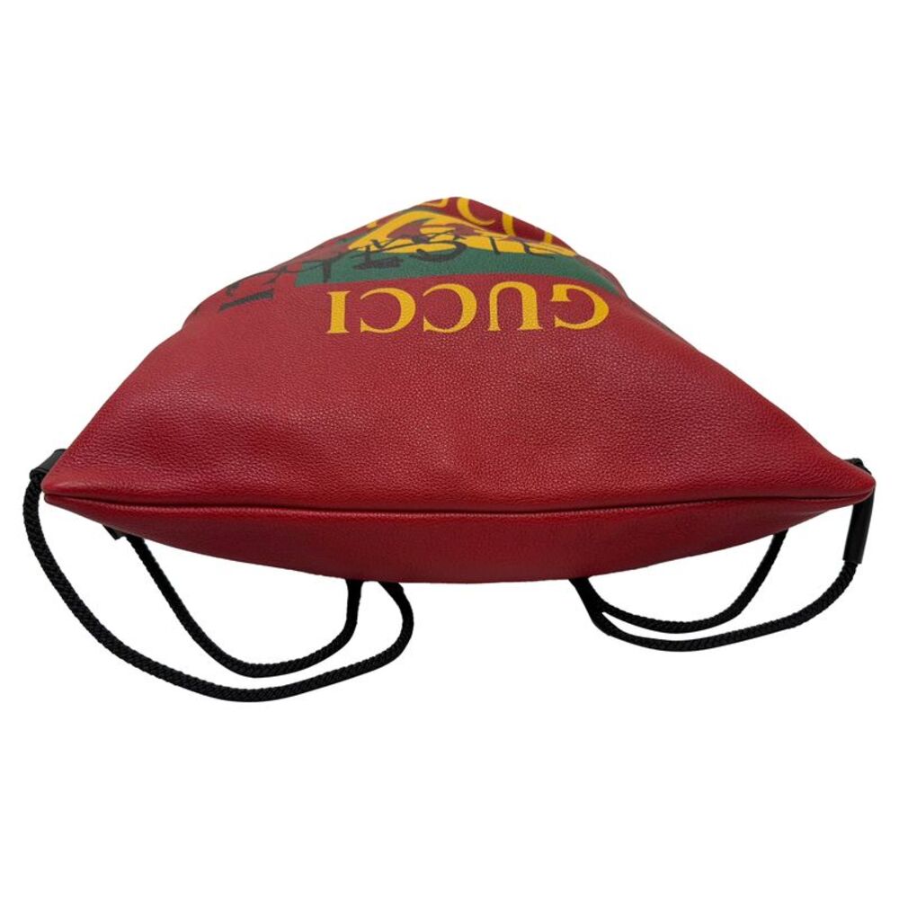 Gucci Web Logo Printed Drawstring Backpack In Red… - image 7